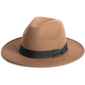 Zylioo 2XL/XL/L/M/S/XS Felt Fedora Hats,Plus Size Warm Panama Hat,Adjustable Flat Brim Felt Hat with Belt Buckle