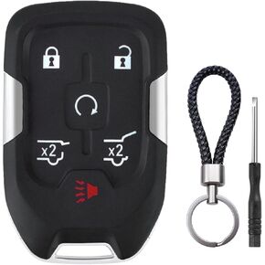 6 Button Key Fob Shell Replacement Fits for Chevy Suburban Tahoe GMC Yukon XL Denali HYQ1AA 2015 2016 2017 2018 2019 2020 Keyless Entry Remote Control Smart Car Key Fob Case Cover