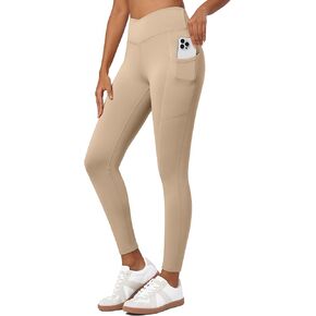 Willit Women's Fleece Lined Leggings Thermal Winter Pants Warm Yoga Running Tights High Waisted with Pockets V-Cross in Kuwait