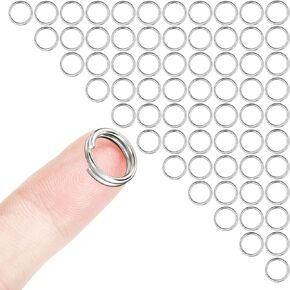 100PCS Small Double Open Jump Rings Stainless Steel Small Key Rings Split Rings Functions on connectors for Jewelry Necklaces Bracelets Earrings Crafts Decorations and DIY(0.24 inches, silver)