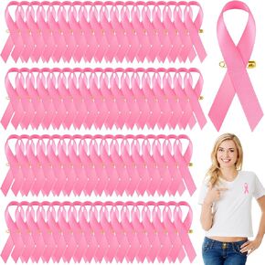 Aodaer 600 Pieces Pink Ribbon Pins Bulk Breast Cancer Awareness Month Pins Fundraising Lapel Pins Official Hope Ribbon Brooches for Women Girls Safety Charity Event Survivor Campaign Party Favors