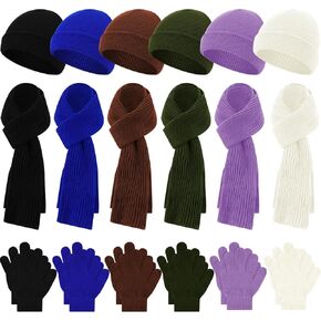 18 Pcs Kids Winter Hat Gloves Scarf Set Warm Knit Beanie Hat with Gloves Knitted Scarf Girl Snow Set for Boy Kids