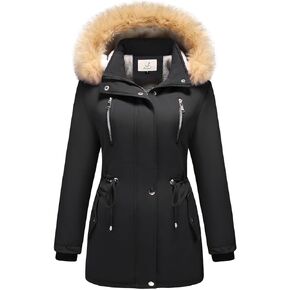 Lamgool Women's Sherpa Fleece Down Jacket Thicken Winter Coat Warm Parka with Hood