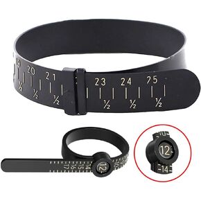 Ring Size 1-17 US Size Ring Size Measuring Tool with Magnifier Bracelet Size Measuring Tool for Men and Women (Black Size Gold Scale)