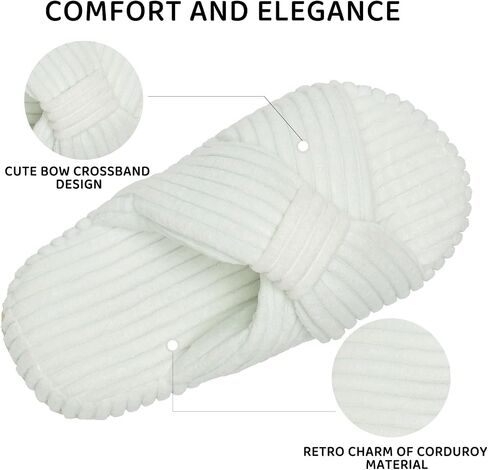 IceUnicorn Girls Slippers Kids Cute Corduroy Bow Crossbands Slide Slipper Toddler Memory Foam Open Toe House Shoes for Indoor & Outdoor in Saudi Arabia