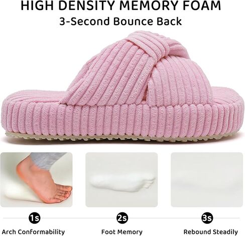 IceUnicorn Girls Slippers Kids Cute Corduroy Bow Crossbands Slide Slipper Toddler Memory Foam Open Toe House Shoes for Indoor & Outdoor in Saudi Arabia