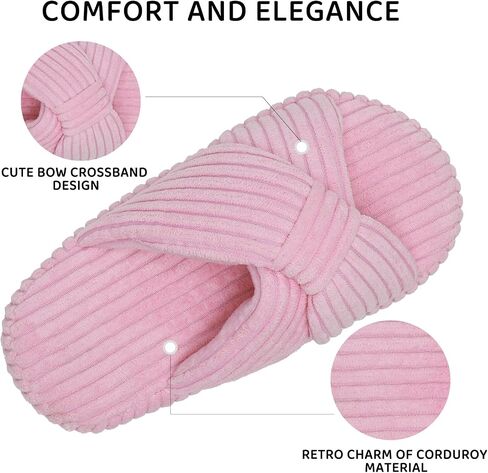 IceUnicorn Girls Slippers Kids Cute Corduroy Bow Crossbands Slide Slipper Toddler Memory Foam Open Toe House Shoes for Indoor & Outdoor in Saudi Arabia