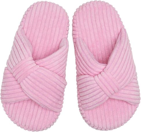 IceUnicorn Girls Slippers Kids Cute Corduroy Bow Crossbands Slide Slipper Toddler Memory Foam Open Toe House Shoes for Indoor & Outdoor in Saudi Arabia