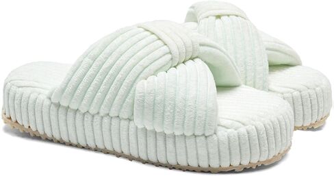 IceUnicorn Girls Slippers Kids Cute Corduroy Bow Crossbands Slide Slipper Toddler Memory Foam Open Toe House Shoes for Indoor & Outdoor in Saudi Arabia