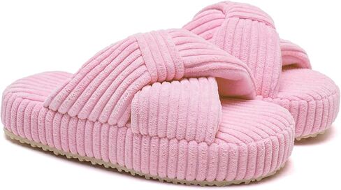 IceUnicorn Girls Slippers Kids Cute Corduroy Bow Crossbands Slide Slipper Toddler Memory Foam Open Toe House Shoes for Indoor & Outdoor in Saudi Arabia