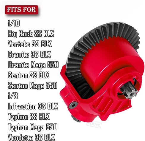 RC Front & Rear Diff & Diff Cover Case Upgrades Part for 1/10 Big Rock Vorteks Granite Senton 3S BLX 1/8 Infraction Typhon Vendetta 3S BLX,Differential & Diff Cover Case,Red in Saudi Arabia