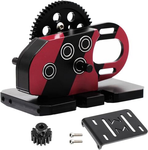 AMK Metal Differential Gearbox 30% Overdrive 1/10 Scale LCG Transmission Color Combination with POM Skid Plate for RC Crawler Axial SCX10 Capra Element Gspeed DIY Chassis (Black & Red) in Saudi Arabia