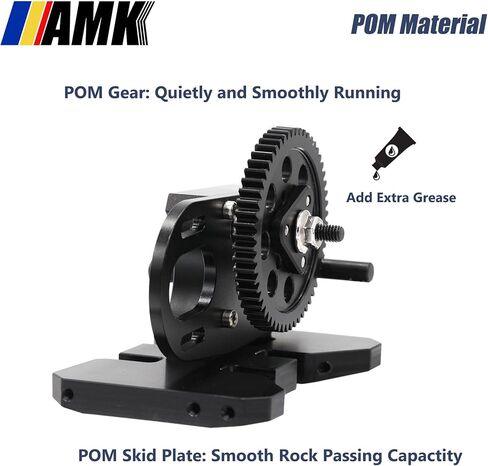 AMK Metal Differential Gearbox 30% Overdrive 1/10 Scale LCG Transmission Color Combination with POM Skid Plate for RC Crawler Axial SCX10 Capra Element Gspeed DIY Chassis (Black & Red) in Saudi Arabia