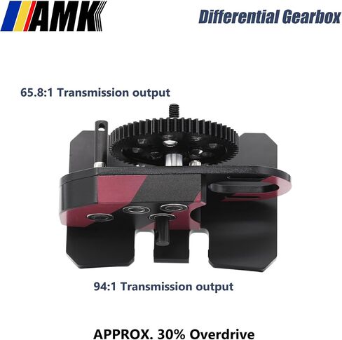 AMK Metal Differential Gearbox 30% Overdrive 1/10 Scale LCG Transmission Color Combination with POM Skid Plate for RC Crawler Axial SCX10 Capra Element Gspeed DIY Chassis (Black & Red) in Saudi Arabia