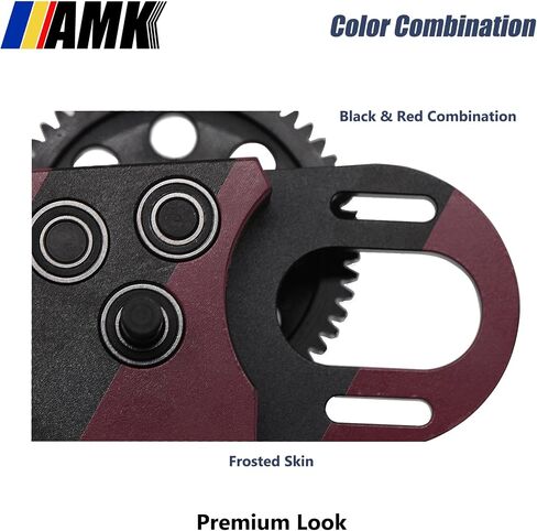 AMK Metal Differential Gearbox 30% Overdrive 1/10 Scale LCG Transmission Color Combination with POM Skid Plate for RC Crawler Axial SCX10 Capra Element Gspeed DIY Chassis (Black & Red) in Saudi Arabia