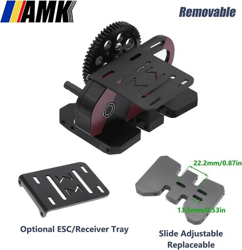 AMK Metal Differential Gearbox 30% Overdrive 1/10 Scale LCG Transmission Color Combination with POM Skid Plate for RC Crawler Axial SCX10 Capra Element Gspeed DIY Chassis (Black & Red) in Saudi Arabia