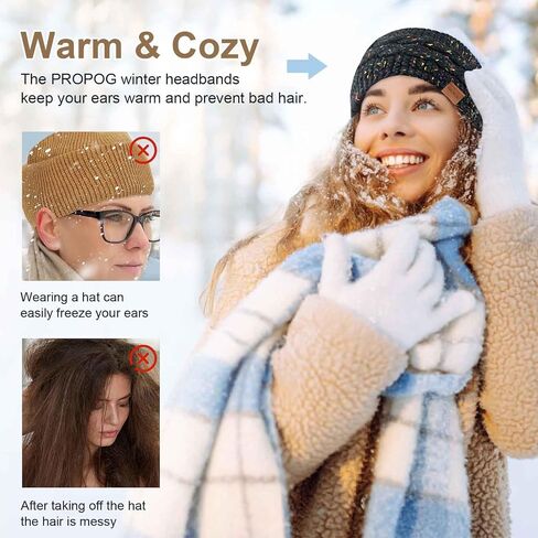 Winter Headbands for Women Cold Weather, 4 Pack Ear Warmer Headband for Women Knit Warm Headbands Ear Covers Fleece Lined Head Band Ear Muffs Chrismas Present for Women Girls in Saudi Arabia