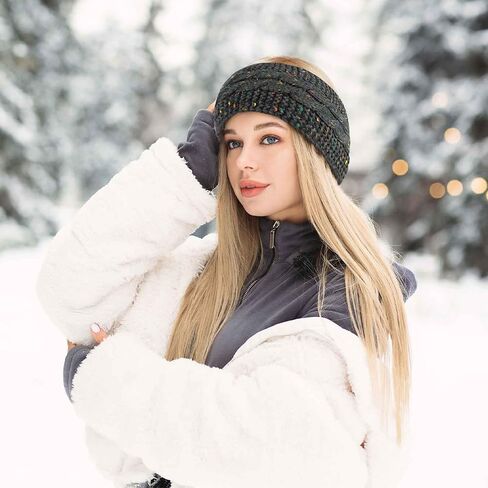 Winter Headbands for Women Cold Weather, 4 Pack Ear Warmer Headband for Women Knit Warm Headbands Ear Covers Fleece Lined Head Band Ear Muffs Chrismas Present for Women Girls in Saudi Arabia