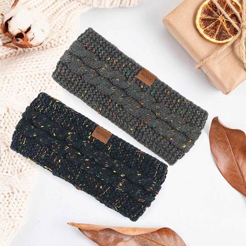 Winter Headbands for Women Cold Weather, 4 Pack Ear Warmer Headband for Women Knit Warm Headbands Ear Covers Fleece Lined Head Band Ear Muffs Chrismas Present for Women Girls in Saudi Arabia