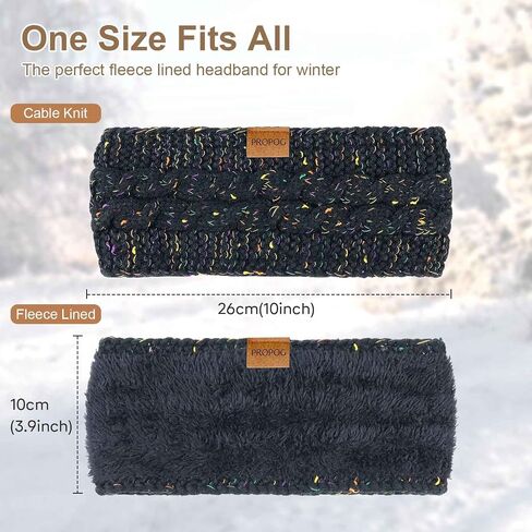 Winter Headbands for Women Cold Weather, 4 Pack Ear Warmer Headband for Women Knit Warm Headbands Ear Covers Fleece Lined Head Band Ear Muffs Chrismas Present for Women Girls in Saudi Arabia