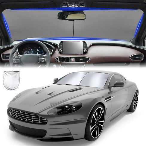 2 قطعة من مظلات الزجاج الأمامي للسيارة، قطعتان من درع النافذة الأمامية القابلة للطي، ملحقات داخلية للسيارة للحماية من الأشعة فوق البنفسجية، حماية عازلة للحرارة لغطاء الزجاج الأمامي للسيارات (أزرق) in Kuwait