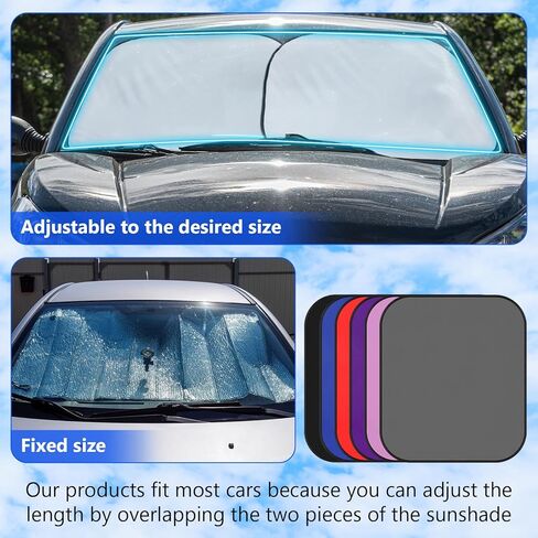 2 قطعة من مظلات الزجاج الأمامي للسيارة، قطعتان من درع النافذة الأمامية القابلة للطي، ملحقات داخلية للسيارة للحماية من الأشعة فوق البنفسجية، حماية عازلة للحرارة لغطاء الزجاج الأمامي للسيارات (أزرق) in Kuwait