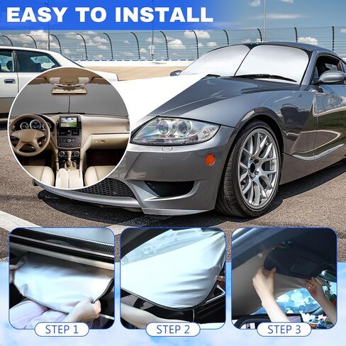 2 قطعة من مظلات الزجاج الأمامي للسيارة، قطعتان من درع النافذة الأمامية القابلة للطي، ملحقات داخلية للسيارة للحماية من الأشعة فوق البنفسجية، حماية عازلة للحرارة لغطاء الزجاج الأمامي للسيارات (أزرق) in Kuwait