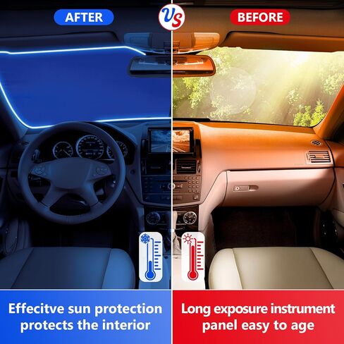 Car Windshield Sunshades 2 Pcs Universal Fit Foldable Front Window Shield Car Interior Accessories for UV Protection Windshield Heat Insulation Protection for Auto Windshield Cover (Blue) in Saudi Arabia