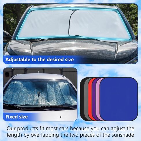 Car Windshield Sunshades 2 Pcs Universal Fit Foldable Front Window Shield Car Interior Accessories for UV Protection Windshield Heat Insulation Protection for Auto Windshield Cover (Blue) in Saudi Arabia