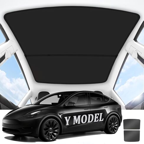 2024 Upgraded Tesla Model Y Sunshade Roof, UPF200+ Roof Sunshade with Storage Bag, No-Sag & No-Gaps Heat Insulation Foldable Top Windows Windshield Sun Shade, Tesla Model Y Accessories 2024-2020 Black in Saudi Arabia