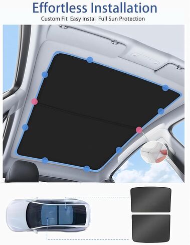 2024 Upgraded Tesla Model Y Sunshade Roof, UPF200+ Roof Sunshade with Storage Bag, No-Sag & No-Gaps Heat Insulation Foldable Top Windows Windshield Sun Shade, Tesla Model Y Accessories 2024-2020 Black in Saudi Arabia