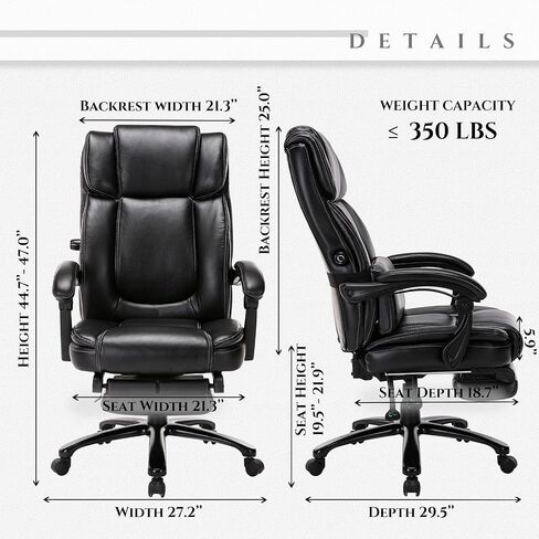 COLAMY Office Chair with Footrest, Ergonomic High Back Design Executive Computer Desk Chair with Removable Lumbar Pillow, 90-135°Reclining, Thick Bonded Leather for Home Office Work Comfort, Khaki in Kuwait