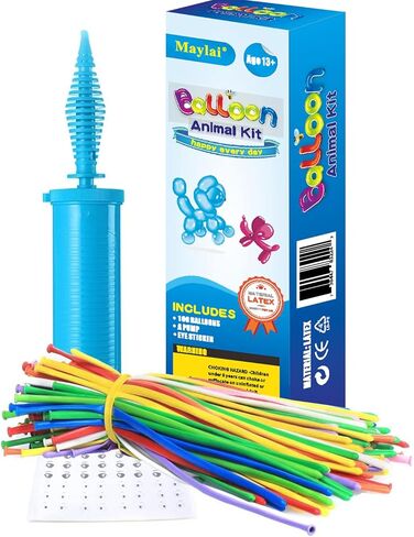 مجموعة بالونات ماي لاي 100 بالونة على شكل حيوانات، 260 بالونة لاتكس طويلة لتزيين الحفلات in Kuwait