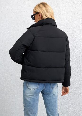 Women's Cropped Puffer Jacket Stand Collar Winter Warm Puffy Quilted Jackets Coats in Saudi Arabia