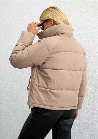 سترة نسائية منتفخة ذات ياقة ثابتة ومعاطف شتوية دافئة منتفخة مبطنة in Kuwait