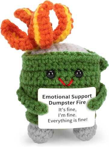 Emotional Dumpster Crochet Fire Handmade Dumpster Doll with Positive Words for Friends and Family Room Decor (Green) in Saudi Arabia