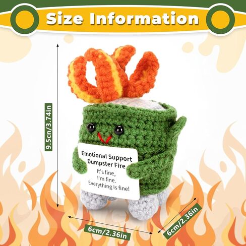 Emotional Dumpster Crochet Fire Handmade Dumpster Doll with Positive Words for Friends and Family Room Decor (Green) in Saudi Arabia