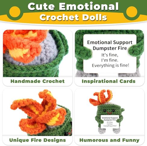 Emotional Dumpster Crochet Fire Handmade Dumpster Doll with Positive Words for Friends and Family Room Decor (Green) in Saudi Arabia