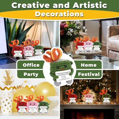 Emotional Dumpster Crochet Fire Handmade Dumpster Doll with Positive Words for Friends and Family Room Decor (Green) in Saudi Arabia