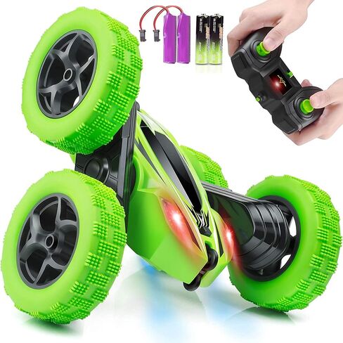 Remote Control Car, RC Cars 2.4GHz Fast Stunt RC Car, 4WD Double Sided 360° Rotating RC Trucks with Headlights, Off Road RC Crawler Toy Cars for Kids Boys Girls (Green) in Saudi Arabia