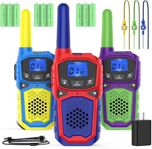 Walkie Talkies for Kids Rechargeable, 2 Pack Long Range Walkie-Talkie for Small 2 Way Radio Hands-Free Outdoor Camping, Hiking Talki with Wearable Lanyard Birthday Xmas Toys Gifts for Boys Girls Kids in Kuwait