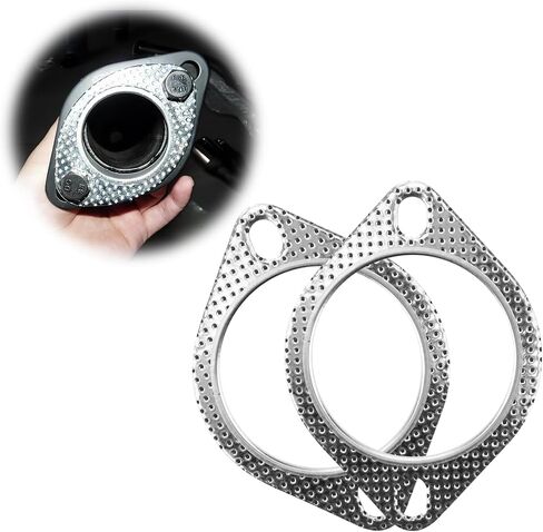 2Pcs 3 Inch Exhaust Gasket, 120-07610-0002 High Temp Exhaust Gasket for Front Down mid catback Manifold Pipe Muffler Tube Turbo invidia Replacements Repair, Silver in Saudi Arabia