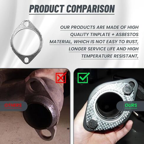 2Pcs 3 Inch Exhaust Gasket, 120-07610-0002 High Temp Exhaust Gasket for Front Down mid catback Manifold Pipe Muffler Tube Turbo invidia Replacements Repair, Silver in Saudi Arabia