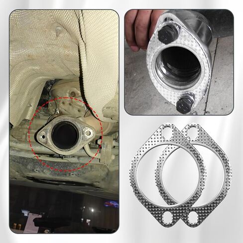 2Pcs 3 Inch Exhaust Gasket, 120-07610-0002 High Temp Exhaust Gasket for Front Down mid catback Manifold Pipe Muffler Tube Turbo invidia Replacements Repair, Silver in Saudi Arabia