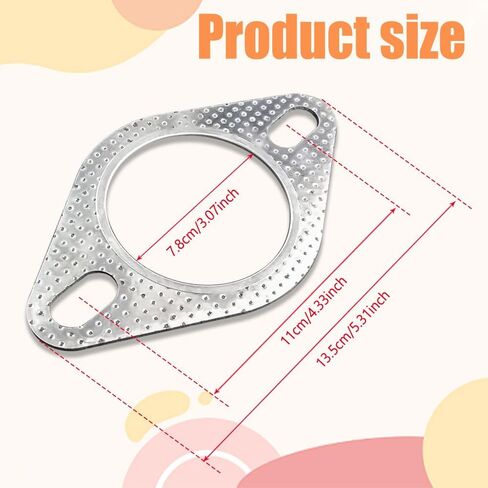 2PCS Exhaust Gasket, Ultra Seal 2-Bolt 3-Inch Exhaust Flange Gasket, Reinforced High Temperature Gasket, Car Accessories Car Exhaust Gasket Replacement Used for Exhaust Turbo Headers in Saudi Arabia