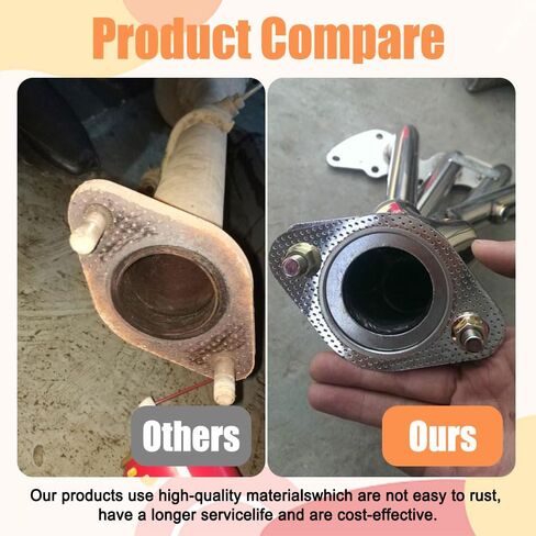 2PCS Exhaust Gasket, Ultra Seal 2-Bolt 3-Inch Exhaust Flange Gasket, Reinforced High Temperature Gasket, Car Accessories Car Exhaust Gasket Replacement Used for Exhaust Turbo Headers in Saudi Arabia