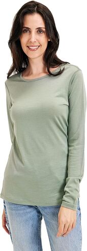 Women's 100% Merino Wool Base Layer Shirt Long Sleeve Thermal Underwear Crewneck Casual Tee Tops for Hiking Travel Skiing in Kuwait