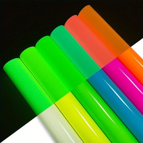 Fluorescent Glow in Dark HTV,12'' X 12''-6 Sheets HTV Heat Transfer Vinyl for Cricut Machine, Luminous Heat Transfer Lettering Film Glow in The Dark Heat Transfer Vinyl for T Shirts Pillows in Saudi Arabia