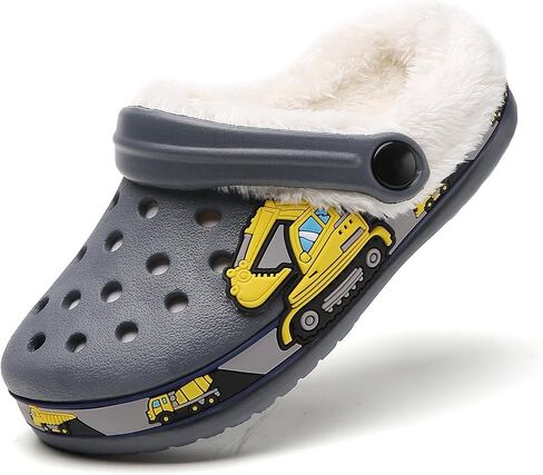 Meidiastra Kids Fur Lined Clogs Shoes Slip On Garden Shoes Non Slip House Home Slippers for Boys Girls in Saudi Arabia