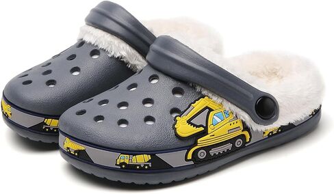 Meidiastra Kids Fur Lined Clogs Shoes Slip On Garden Shoes Non Slip House Home Slippers for Boys Girls in Saudi Arabia
